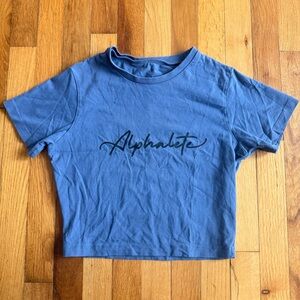 ALPHALETE Crop Top Short Sleeve Baby Tee Workout Gym Blue XS